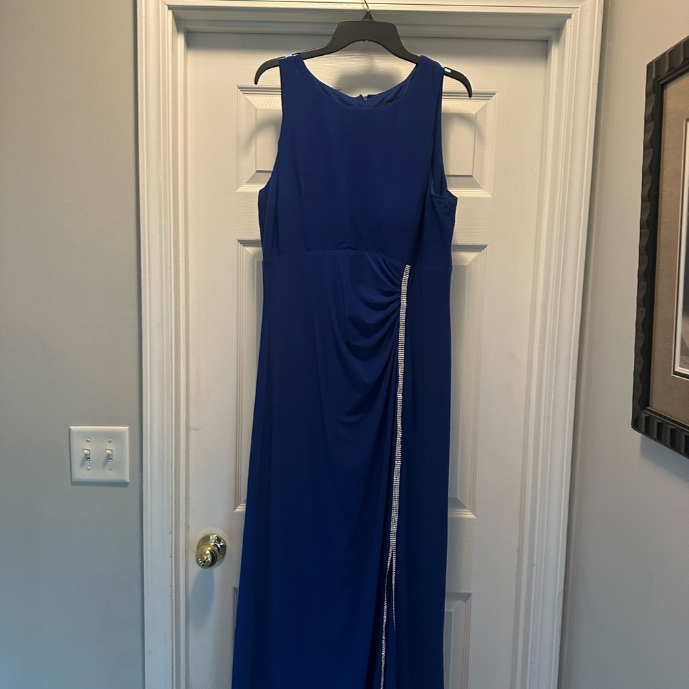 MSK Blue Ruched Maxi Gown for Cocktail Events